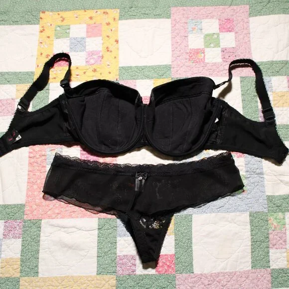 Ewa michalak KM-S Czarny Pik nursing bra and NWT thong panty 90GG 46 - Picture 4 of 5